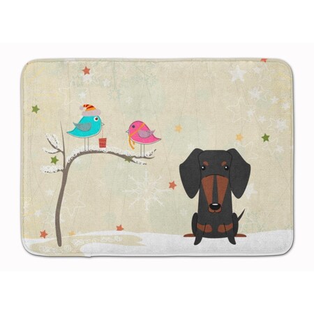 Carolines Treasures Christmas Presents Between Friends Dachshund Black Tan Machine Washable Memory Foam Mat BB2604RUG